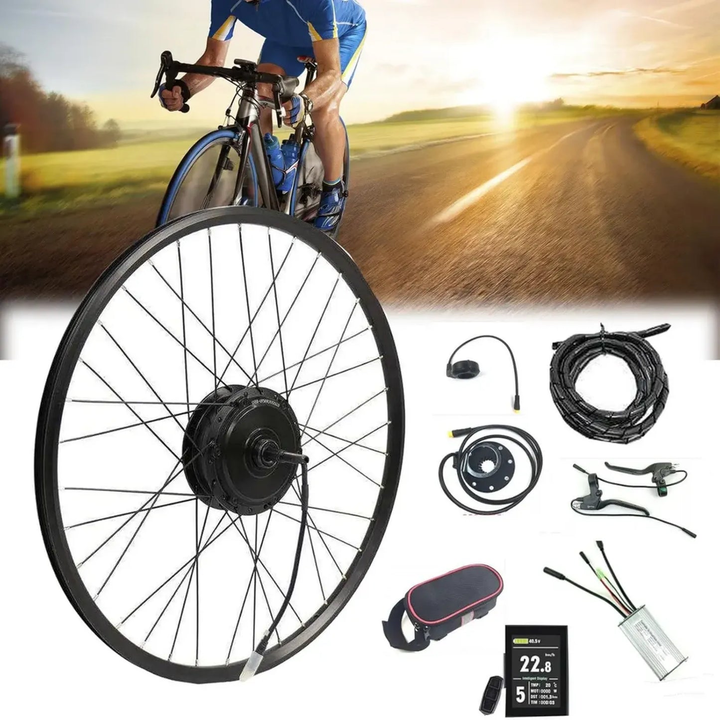 Ensemble de conversion vélo électrique 36V 250W avec écran LED pour roues multiples