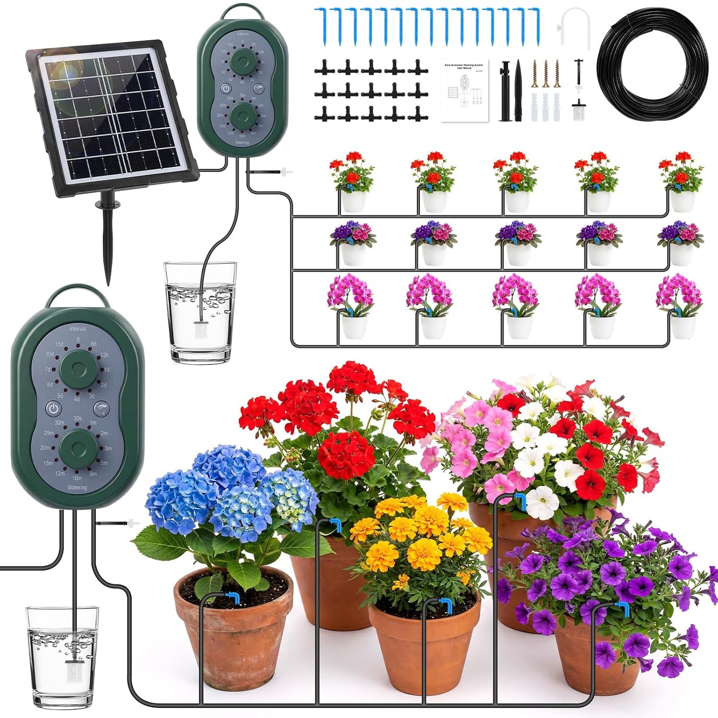 Kit d'arrosage goutte à goutte – 30 Pots, 3W