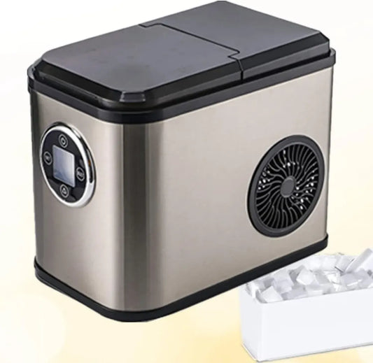 Machine à Glaçons Silencieuse - Productivité Rapide 9 Glaçons/8 Min - 2 Tailles pour Cocktails et Réceptions