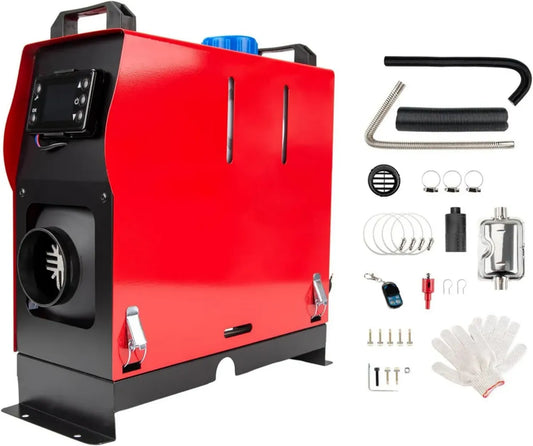 Chauffage diesel portable compact avec télécommande et écran LCD, 12V, rouge